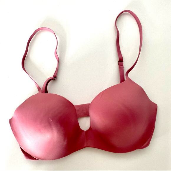 NEW VS VICTORIAS SECRET Rose Pink Push Up Plunge Underwire Padded Bra 32D - Picture 1 of 7
